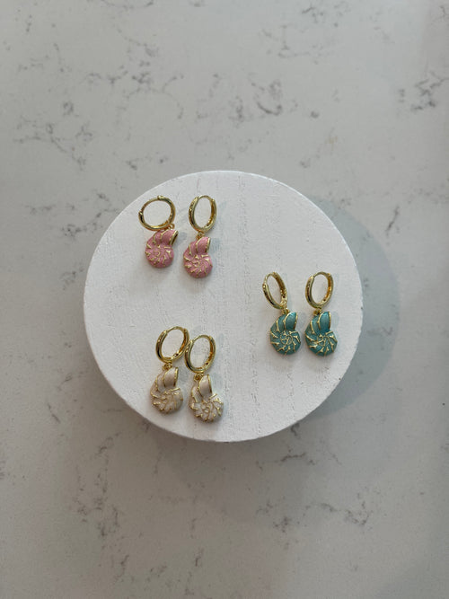 Seashell Huggie Charm Earrings